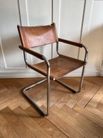 Retro Lederstuhl mit Chromgestell, guter Zustand 55