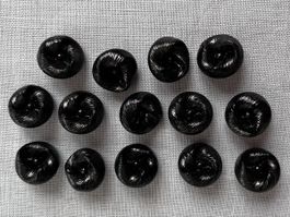 14 Stk. vintage schwarzbraune Glasknöpfe