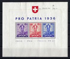 1936 Sonderblock Pro Patria, Katalog-Nr. W8 bzw. W5-W7 **