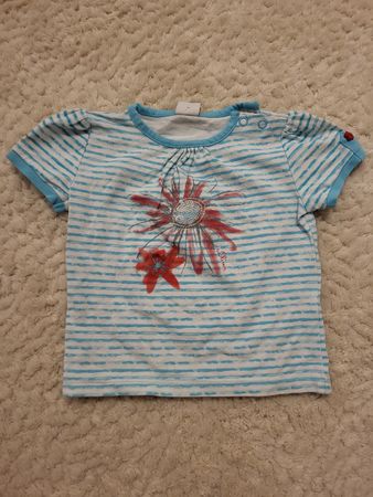 Sommerliches Ringel-T-Shirt mit Blueme, Grösse 74,