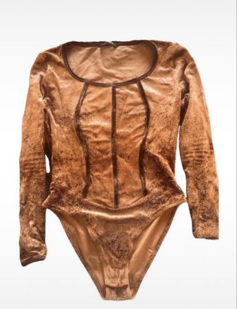 Faust Paris Bodysuit, Brown sequins, Vintage. Size Medium.