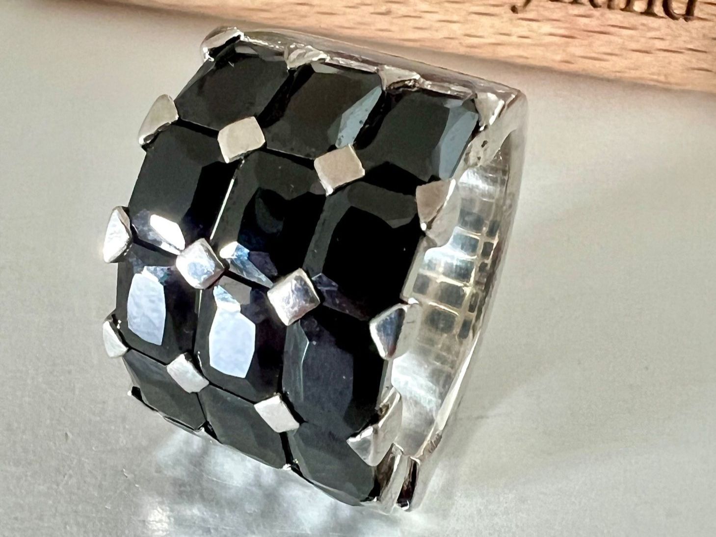 Anelli: Designer Statement Silberring 925+MP- Onyx facettiert - 22g – Usato da Ruswil venduto da artbyhand 4