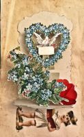 Poesiebild 3D Litho farbig 1909, Blumen Taube