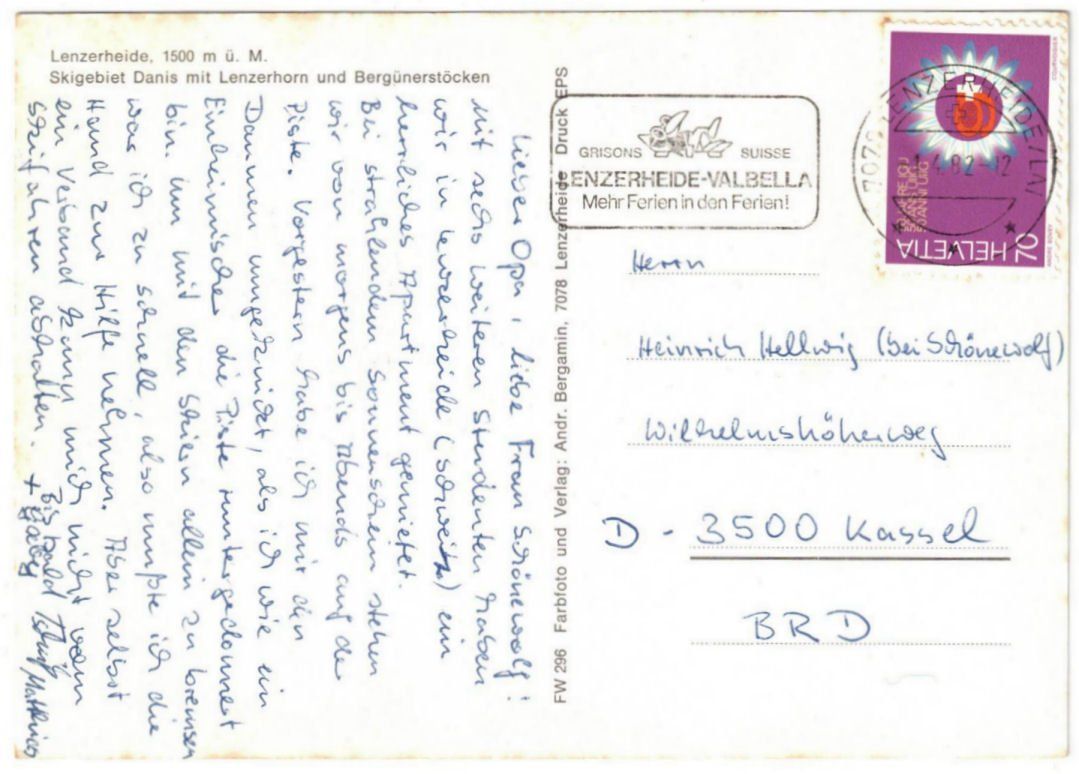 Cartoline postali: Lenzerheide - Skilift – Usato da Binningen venduto da Mountainrider 1