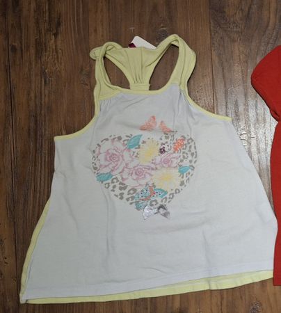 Kinder Tanktop Grösse 104 Herz Blumen Motiv Hellblau