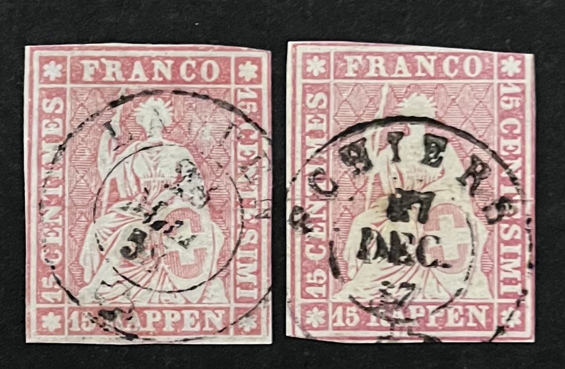 Tutti i francobolli: 2x Strubel 24D VOLLSTEMPEL  – Usato da Sottens venduto da thigroux