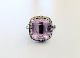 Kunzite and diamond ring white gold certificate