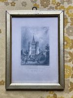 Stahlstich Spalen Tor Basel um 1859 Rahmen Glas