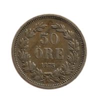 Schweden 50 Öre 1875 Oscar II Silber