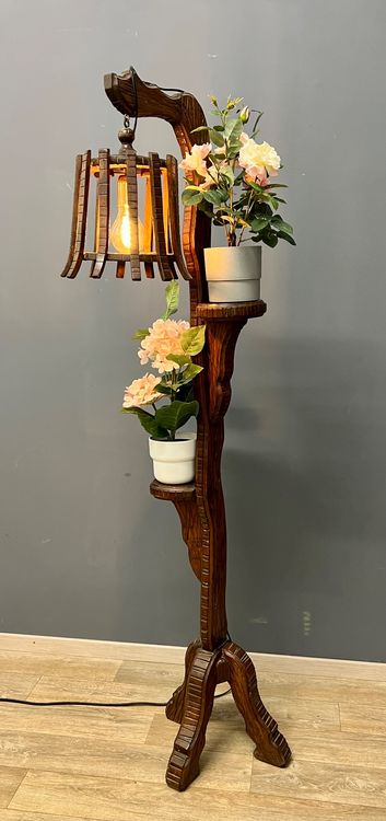 Vintage Blumenständer Lampe Holz geschnitzt Italy Kaufen auf Ricardo