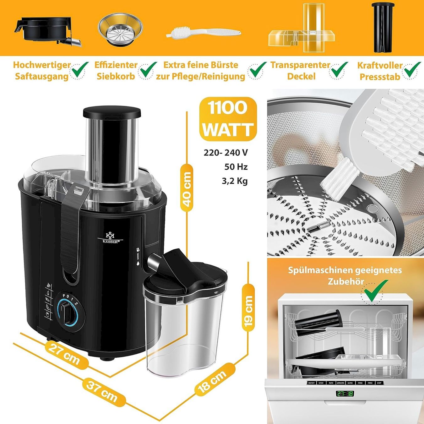 Appareils de cuisine: KESSER Entsafter Schwarz – Neuf avec emballage d'origine à Bottighofen par zaap 5