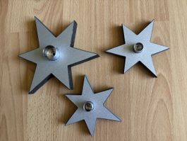 3er Set Silberne Sternenkerzenständer