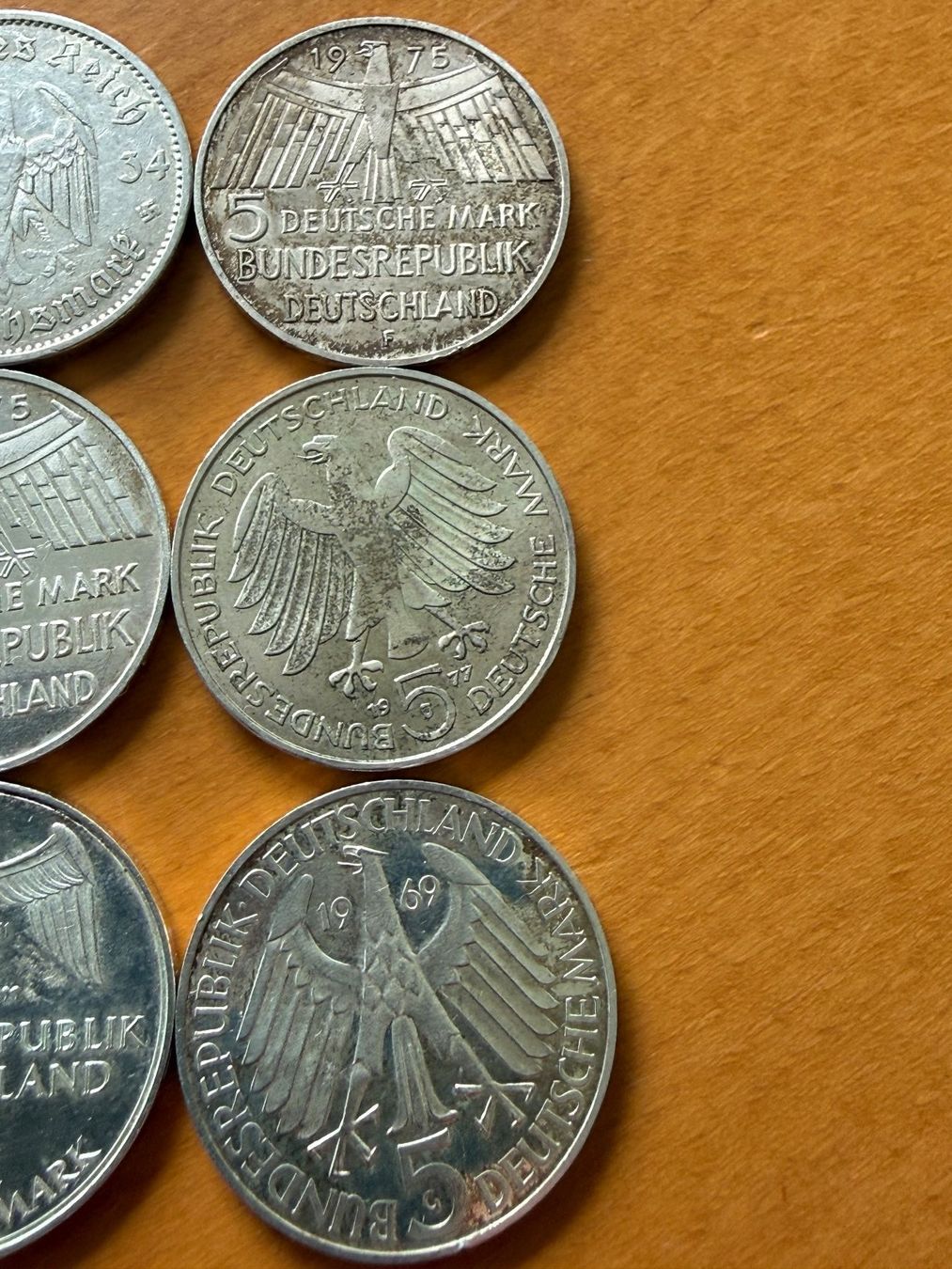Tutti le monete: 8 x 5  Deutsche Mark, 1x 2 Deutsche Mark. Silber – Usato da Fehraltorf venduto da bruggin 6
