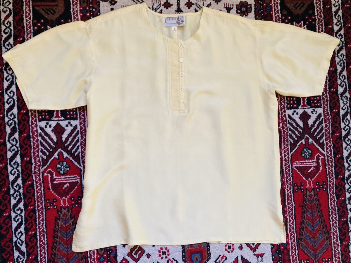 Camicette: Vintage: Bluse RASPBERRY COLLECTION 100% Seide hellgelb Gr.M – Usato da Stetten AG venduto da Hanya