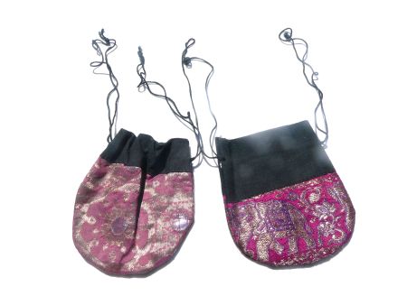 2 Schmucksäckchen, Indische Seiden-Sari Beutel, neu