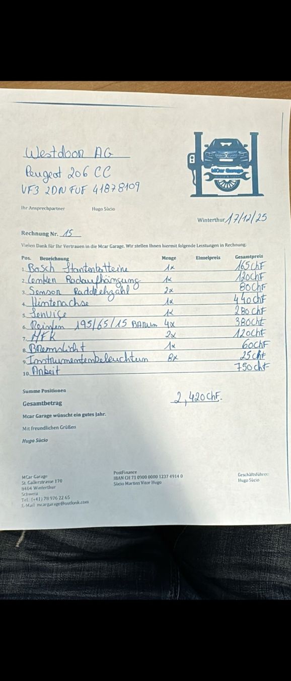 Peugeot Automobili: Peugeot 206  Cabriolet, Lederausstattung – Usato da Küsnacht ZH venduto da itslive 8