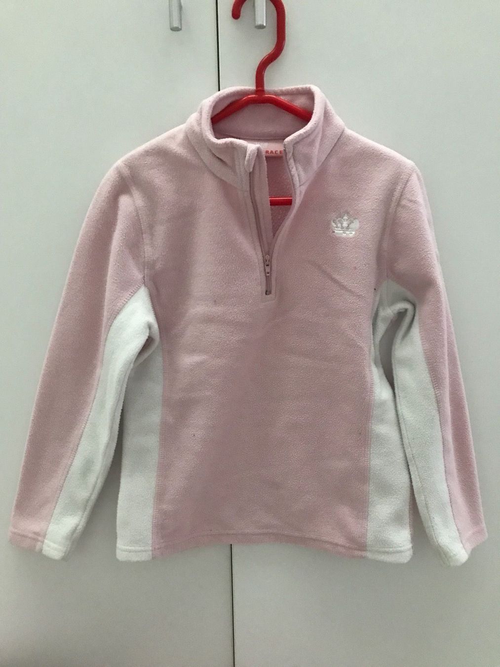 Maglioni & Felpe: Fleecejacke/ Pullover weiss/rosa Gr.110 – Usato da Wädenswil venduto da JJ15
