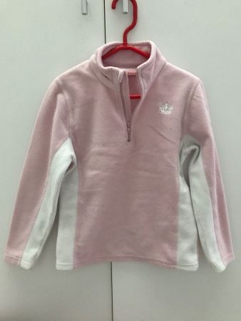Fleecejacke/ Pullover weiss/rosa Gr.110