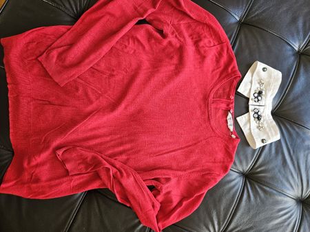 NAF NAF Pullover Gr. L – Rot mit abnehmbarem Schmuckkragen