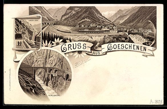 Cartes postales: Litho Goeschenen, Ortsansicht, Teufelsbr – D'occasion à Berlin par bartko-reher