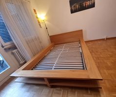 massiv Eiche Holz 140x200 Bett mit Lehne