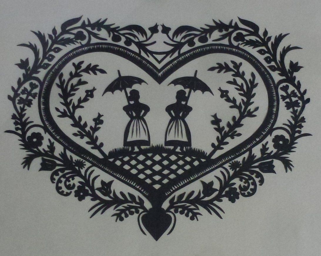 Grafiken & Lithographien: Sammlerobjekt ++ Scherenschnitt, die tanzenden Mädchen – Gebraucht aus Walkringen von Casablanca777 1