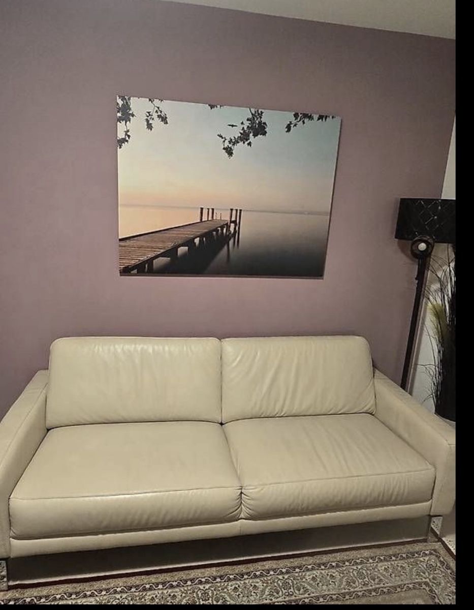 Conforama Divani: Ledersofa 2-Sitzer und 3- Sitzer beige  – Usato da Kaiseraugst venduto da atelPro 1