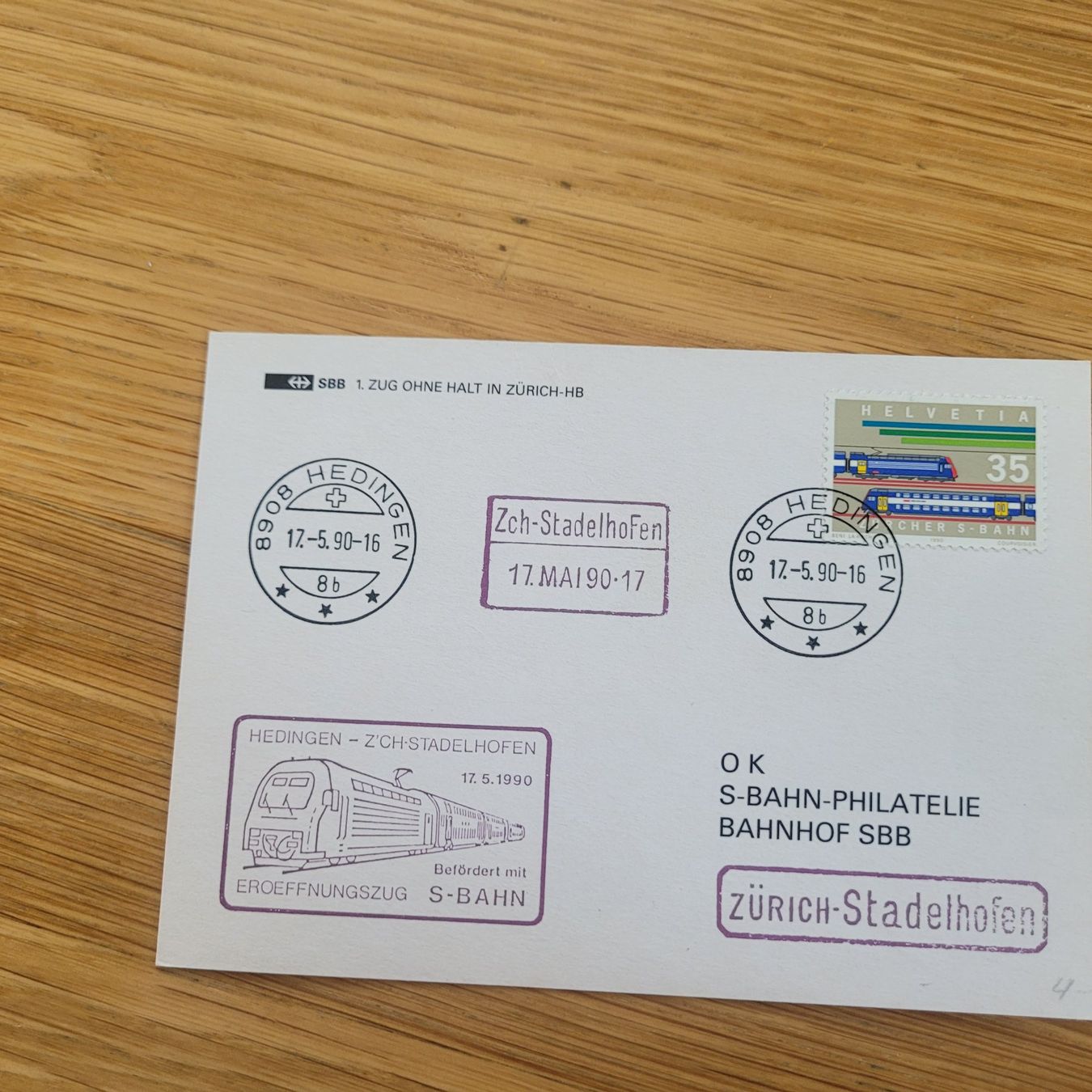Alle Briefmarken: Dokument SBB CFF Hedingen 1990 – Gebraucht aus Biel/Bienne von Destockweb