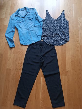 Set Hose Shirt Jeansbluse, Grösse 34/36