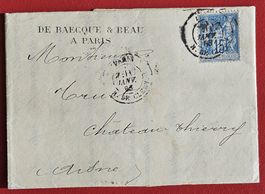FRANCE PARIS BANQUE DE BAECQUE CHATEAU THIERRY AISNE 1883