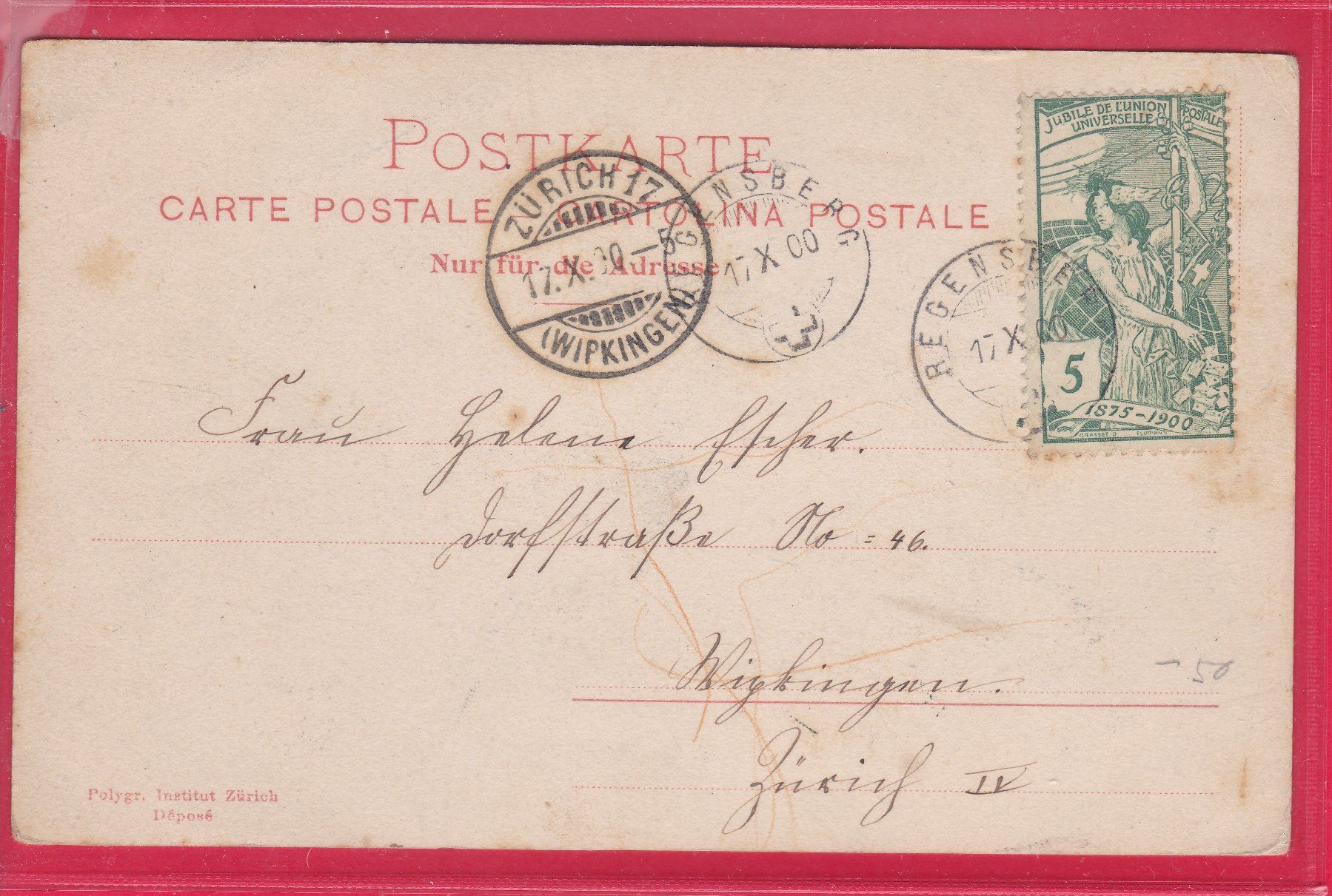 Cartoline postali: GRIMSEL HOSPIZ, 17.10.1900 – Usato da Oberrieden venduto da Gebirgsstelze 1