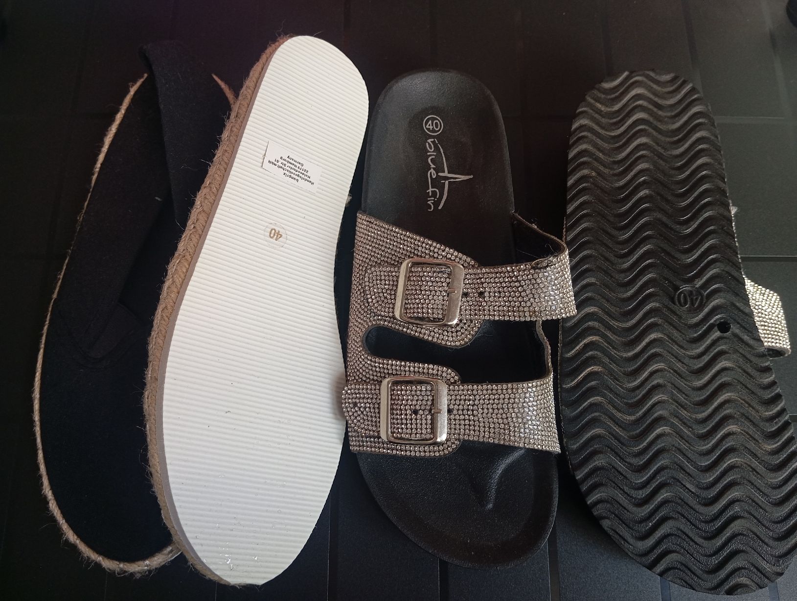 Scarpe da donna: Sommer Schuhe Set, Grösse 40, Schwarz, Glitzer – Nuovo (secondo la descrizione) da Niederurnen venduto da Glentin 1