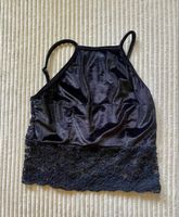 Subdued Samt Crop Top Spitze Shirt Schwarz Velvet Gr. S