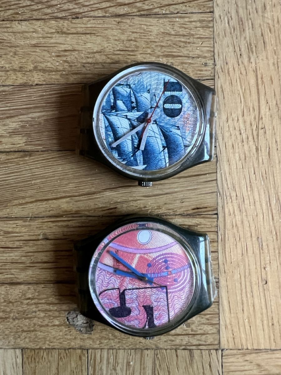 Swatch Orologi: 2 x Swatch mit Banknotenmotiv – Usato da Rüschlikon venduto da Pedrino1927