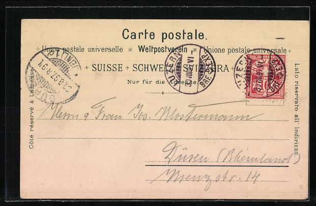 Cartoline postali: Vorläufer-Lithographie Lucerne, 1894, P – Usato da Berlin venduto da bartko-reher 1
