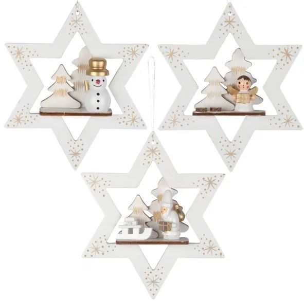 Tutte le decorazioni: Baumschmuck Sterne 11cm Holz Weiss – Nuovo e nell'imballaggio originale da Basel venduto da Seifehuesli 1