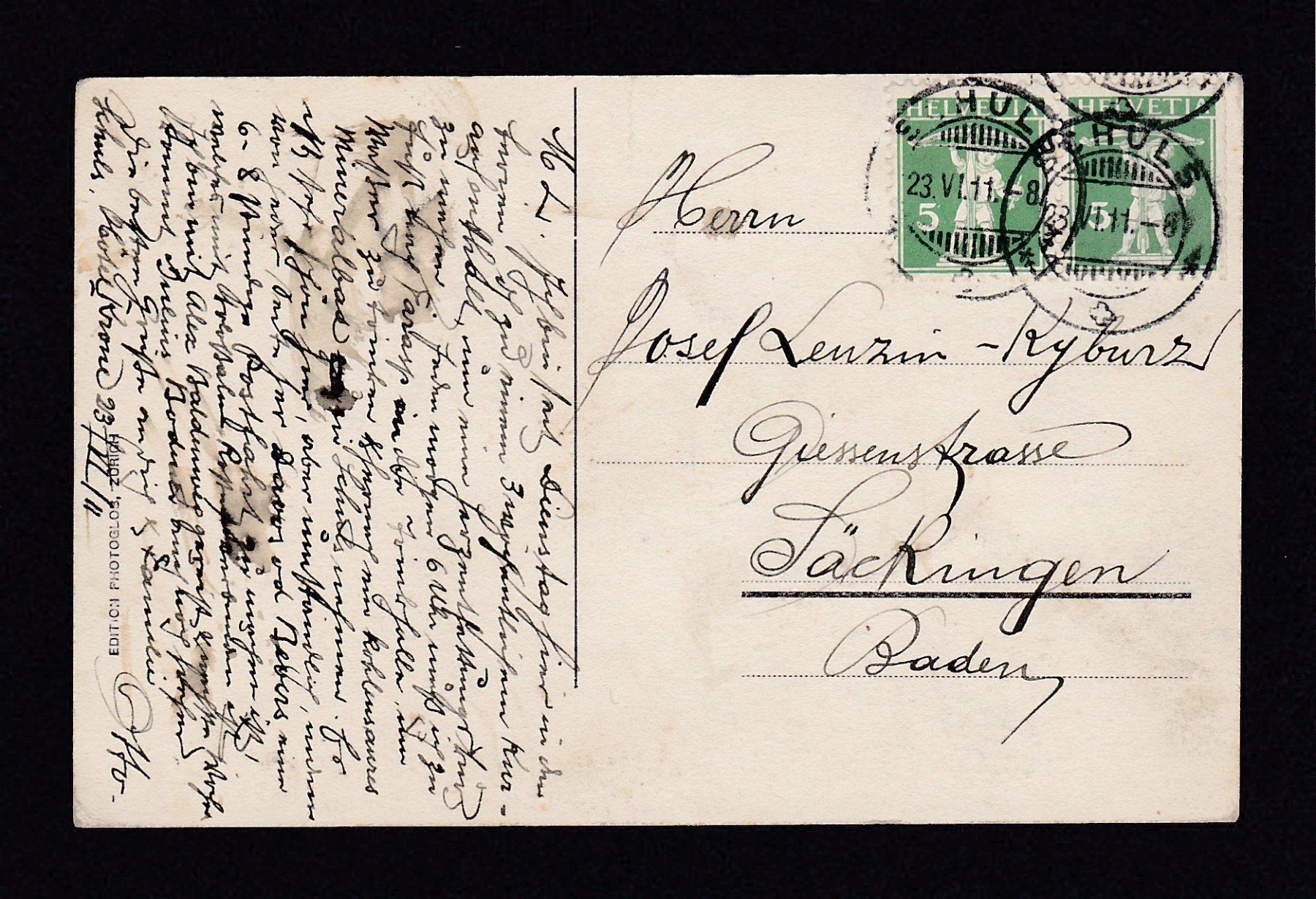 Cartoline postali: SCHULS Hotel Post POSTKUTSCHE, 1911 – Usato da Reiden venduto da cinfis 1