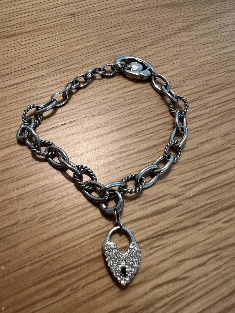 Fossil Bracciali & Braccialetti: Fossil, Silbernes Armband mit Herzanhänger – Nuovo (secondo la descrizione) da Zürich venduto da Zebra_20