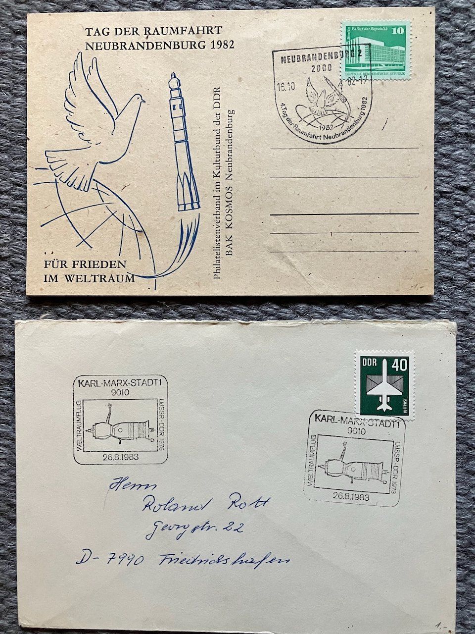 Tutti i francobolli: 4 Belege Raumfahrt DDR 1982/83 – Usato da Nesslau venduto da zueri6 1