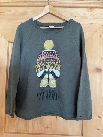 SWEATSHIRT MIT AUFDRUCK GRÖSSE XL OLIV KHAKI