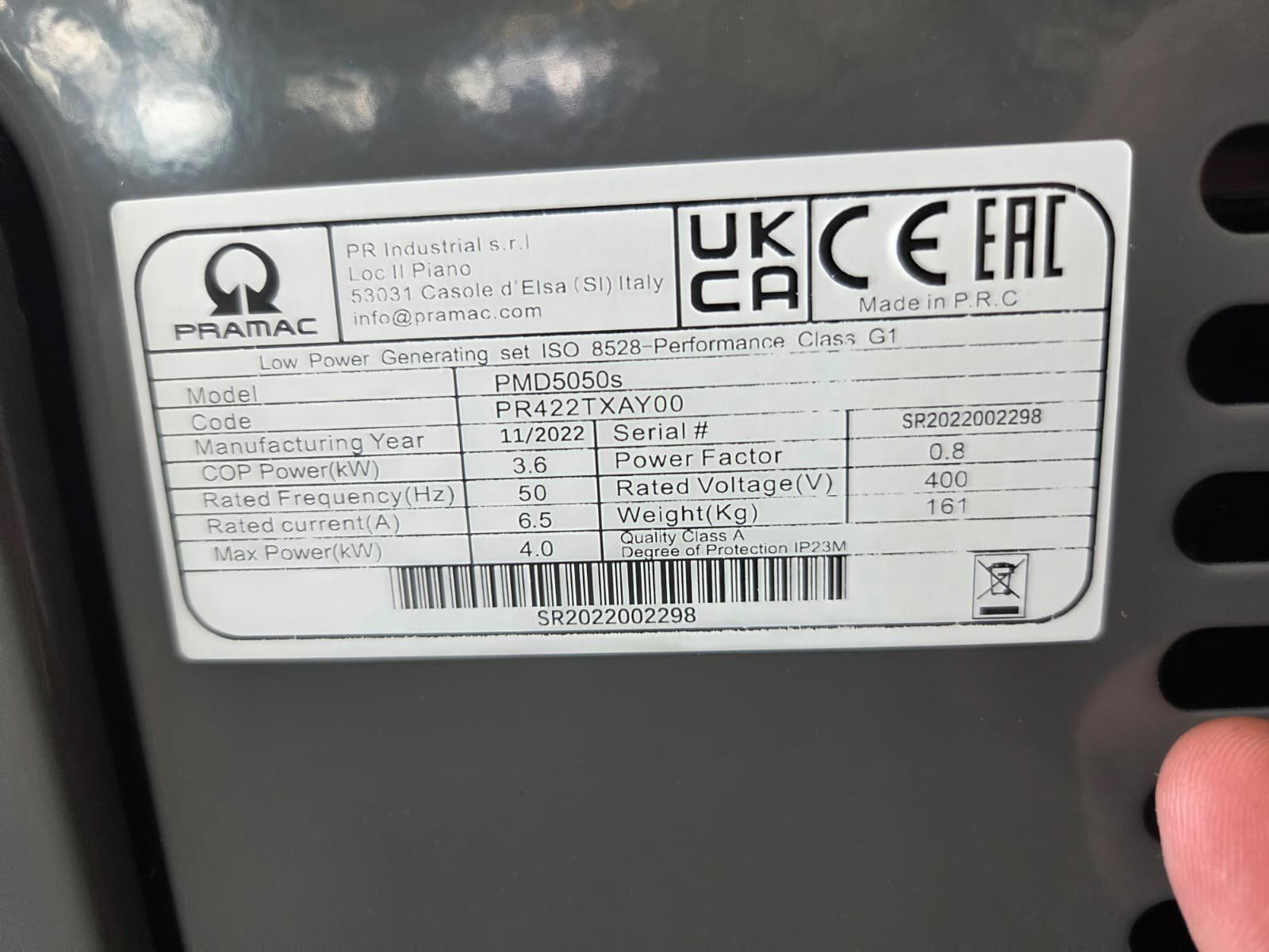 Pramac Stromgeneratoren: Stromerzeuger/Generator PramacPMD 5050s 400V El.Start Diesel – Neu und originalverpackt aus Mels von lad_8ctm 6