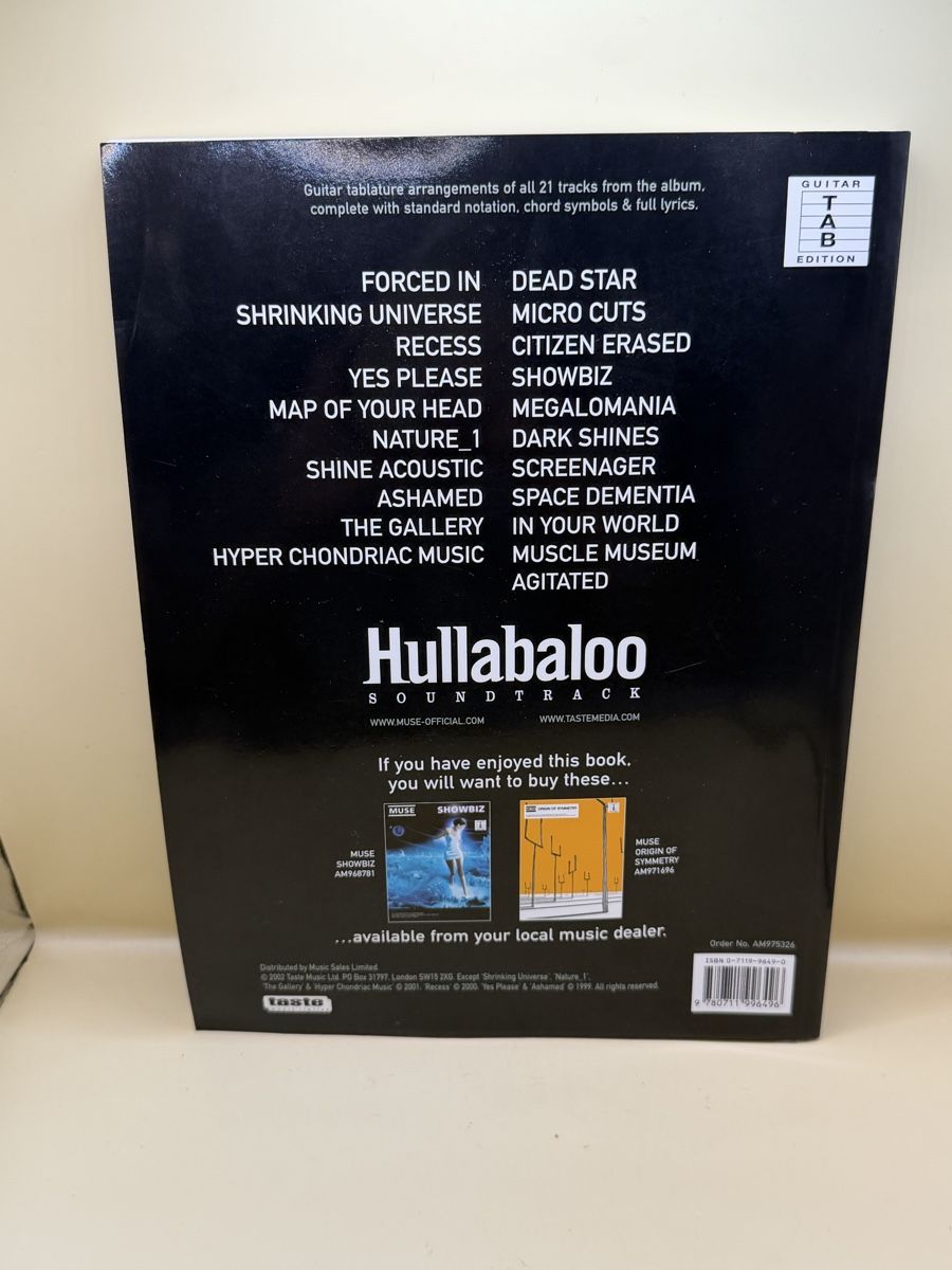 Libri: Muse Hullabaloo Guitar TAB Tablatures Partitions 2002 – Usato da Lausanne venduto da chi_rwy5 1