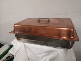 Buffet Kasserolle Edelstahl 10cm hoch m Kupferdeckel 53x33cm