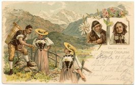 Trachten-LITHO Gruss aus BERNER Oberland