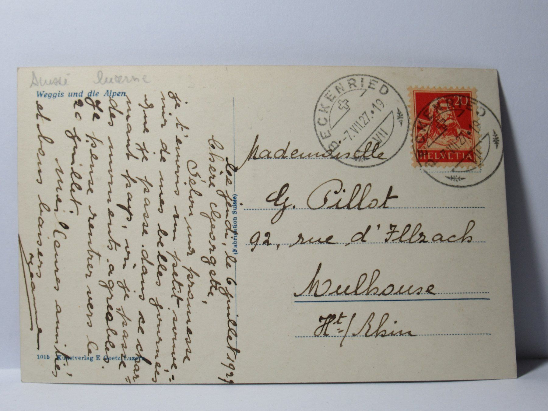 Cartoline postali: Weggis & die Alpen 1927 – Usato da Grenchen venduto da Bluemchen1900 1