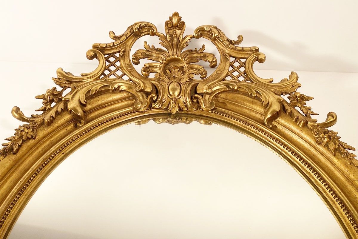 Spiegel: Alter Prunk Spiegel oval Goldrahmen – Gebraucht aus Ballwil von ClassicGallery 4