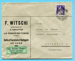 Illustrierter Brief von La Chaux-de-Fonds nach Nürnberg