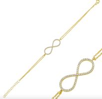 Armband Infinity Zirkonia 925 Silber gold zart filigran