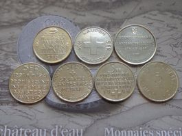 Série complète 5 Fr. commémoratives en argent (7 pièces)