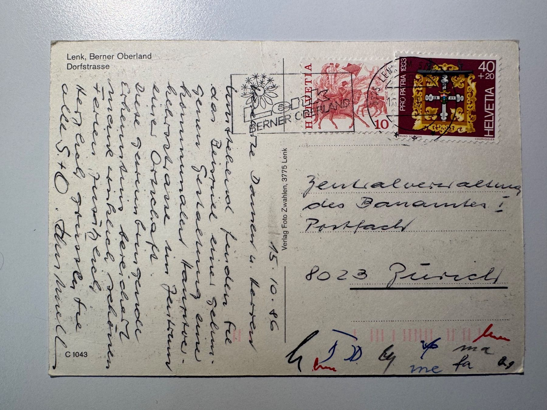 Cartoline postali: ALTE ANSICHTSKARTE, Lenk Reklame, Dorfpartie – Usato da Ostermundigen venduto da L29 1